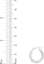 Load image into Gallery viewer, 10k White Gold 3mm Diamond Cut Round Tube Hoop Earrings