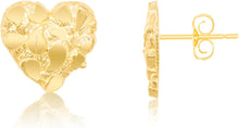 Load image into Gallery viewer, 10k Yellow Gold Solid Nugget Heart Earrings