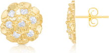 Load image into Gallery viewer, 10k Yellow Gold CZ Solid Round Nugget Earrings