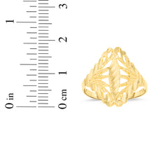 Load image into Gallery viewer, 10k Yellow Gold 18mm Feather Openwork Filigree Ring