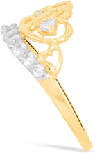 Load image into Gallery viewer, 10k Yellow Gold 10mm CZ Curved Heart Crown Openwork Ring, Sizes 4 - 10