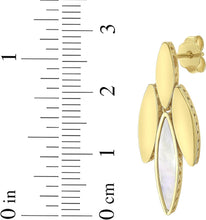 Load image into Gallery viewer, 14k Yellow Gold 28mm Mother of Pearl Leaf Gemstone Earrings