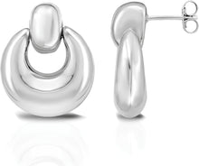 Load image into Gallery viewer, 925 Sterling Silver or 14k Gold over Silver 21mm Puffy Door Knocker Stud Earrings