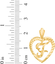 Load image into Gallery viewer, 10k Yellow Gold 0.7" Personalized Alphabet Letter A - Z Initial Heart Pendant with optional Extendable Cable Chain Necklace
