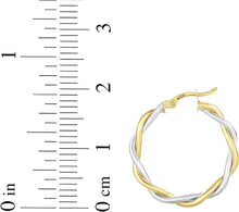 Load image into Gallery viewer, 10k Two-Tone Gold 3mm Intertwined Round Hoop Earrings