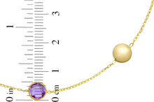 Load image into Gallery viewer, 14k Yellow Gold 6.4mm Natural Gemstone Pebble Charm Adjustable Chain Necklace, 17 Inch-18" (Blue Topaz, Amethyst, Peridot, Garnet or Citrine)
