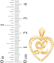 Load image into Gallery viewer, 10k Yellow Gold 0.7" Personalized Alphabet Letter A - Z Initial Heart Pendant with optional Extendable Cable Chain Necklace