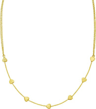 Load image into Gallery viewer, 14k Yellow Gold Heart Station 1.2mm Adjustable Chain Friendship Necklace, 16 to 26 Inch