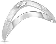 Load image into Gallery viewer, 10k Yellow Gold or White Gold 2mm Satin and Diamond Cut Finish Curved Waved Stackable Thumb Ring