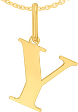 Load image into Gallery viewer, 14k Yellow Gold 0.9" Alphabet Letter A - Z Initial Charm Pendant with optional Extendable Adjustable Chain Necklace