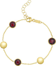 Load image into Gallery viewer, 14k Yellow Gold 6.4mm Natural Blue Topaz Gemstone Pebble Charm Bracelet, Adjustable 6.25 Inch-7.25"