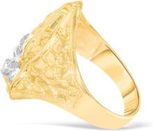 Load image into Gallery viewer, 10k Yellow Gold 21.5mm Praying Hands Nugget Two-Tone Ring, Sizes 4-13