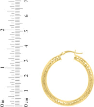 Load image into Gallery viewer, 10k Yellow Gold 4mm Diamond Cut Round Tube Hoop Earrings