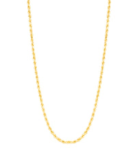 Load image into Gallery viewer, 10k Yellow Gold 2mm Hollow Rope Chain Necklace