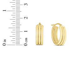 Load image into Gallery viewer, 14k Yellow Gold 17mm Triple Row Oval Hoop Earrings