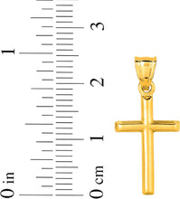 Load image into Gallery viewer, 14k Yellow Gold or White Gold 0.8" Classic Cross Charm Pendant with optional Adjustable Chain Necklace