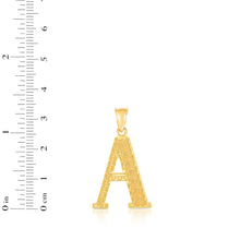 Load image into Gallery viewer, 10k Yellow Gold 1 Inch Extra Large Textured Letter Pendant A-Z Alphabet Pendant with Optional Rope Chain Necklace