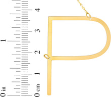 Load image into Gallery viewer, 14k Yellow Gold 1.5" Extra Large Angled Alphabet Letter A - Z Initial Charm Pendant with Chain Necklace
