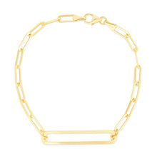 Load image into Gallery viewer, 14k Yellow Gold 3.2mm Paperclip Curved Bar Link Bracelet, 7 Inch
