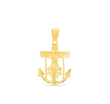 Load image into Gallery viewer, 10k Yellow Gold Jesus Christ Crucifix Anchor Religious Pendant