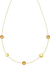 Load image into Gallery viewer, 14k Yellow Gold 6.4mm Natural Gemstone Pebble Charm Adjustable Chain Necklace, 17 Inch-18" (Blue Topaz, Amethyst, Peridot, Garnet or Citrine)