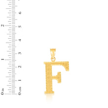 Load image into Gallery viewer, 10k Yellow Gold 1 Inch Extra Large Textured Letter Pendant A-Z Alphabet Pendant with Optional Rope Chain Necklace
