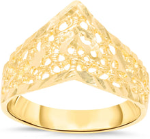 Load image into Gallery viewer, 10k Yellow Gold 11mm Chevron Openwork Filigree Ring