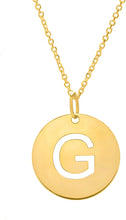 Load image into Gallery viewer, 14k Yellow Gold 0.6" Disc Alphabet Letter A - Z Initial Charm Pendant with Extendable Adjustable Chain Necklace