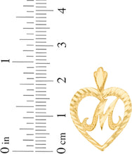 Load image into Gallery viewer, 10k Yellow Gold 0.7" Personalized Alphabet Letter A - Z Initial Heart Pendant with optional Extendable Cable Chain Necklace
