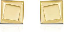 Load image into Gallery viewer, 14k Yellow Gold 4.5mm Flat Back Twisted Square Stud Earrings