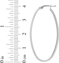 Load image into Gallery viewer, 14k Yellow Gold or White Gold 40mm Large Oval Hoop Earrings