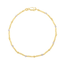 Load image into Gallery viewer, 14k Two-Tone Gold 1.7mm Faceted Bar and Bead Link Bracelet, 7.25 Inch