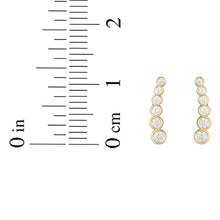 Load image into Gallery viewer, 14k Yellow Gold 11.3mm Graduated Round Bezel CZ Ear Climber Earrings