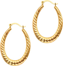 Load image into Gallery viewer, 10k Yellow Gold 23mm Graduated Oval Twist Hoop Earrings