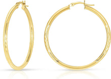 Load image into Gallery viewer, 10k Yellow Gold 2.5mm High Polish and Satin Finish Round Tube Hoop Earrings