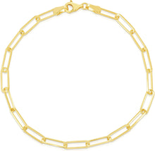 Load image into Gallery viewer, 14k Yellow Gold 3.5 or 4mm Solid Paperclip Link Chain Bracelet