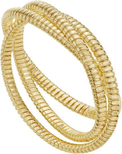 Load image into Gallery viewer, 14k Yellow Gold Triple Stretch Tubogas Slip-On Bangle Bracelet, 7 Inch