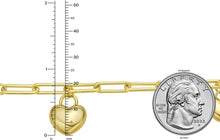 Load image into Gallery viewer, 14k Yellow Gold Puffed Heart Charm 4.5mm Paperclip Link Bracelet, 7.25 Inch