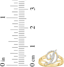 Load image into Gallery viewer, 10k Two-Tone Yellow Gold and White Gold 8.5mm Personalized A-Z Initial Cursive Letter Ring, Sizes 3 - 10