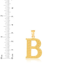 Load image into Gallery viewer, 10k Yellow Gold 1 Inch Extra Large Textured Letter Pendant A-Z Alphabet Pendant with Optional Rope Chain Necklace