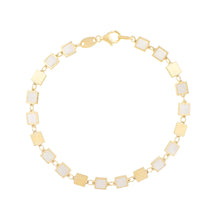 Load image into Gallery viewer, 14k Yellow Gold 5mm Mother Of Pearl Mirror Square Cube Link Bracelet, 7.25 Inch