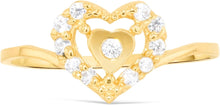 Load image into Gallery viewer, 10k Yellow Gold 9mm CZ Open Heart Ring, Sizes 4 - 10