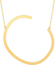 Load image into Gallery viewer, 14k Yellow Gold 1.5" Extra Large Angled Alphabet Letter A - Z Initial Charm Pendant with Chain Necklace