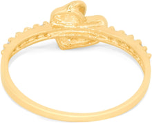 Load image into Gallery viewer, 10k Yellow Gold 7mm Curved Heart CZ Band Ring, Sizes 4 - 9.5