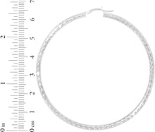 Load image into Gallery viewer, 10k White Gold 3mm Diamond Cut Round Tube Hoop Earrings