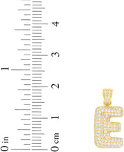Load image into Gallery viewer, 10k Yellow Gold 0.5" Pave CZ Personalized Bubble Alphabet Letter A - Z Initial Charm Pendant with optional Chain Necklace