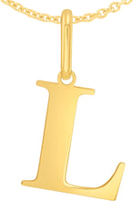 Load image into Gallery viewer, 14k Yellow Gold 0.9" Alphabet Letter A - Z Initial Charm Pendant with optional Extendable Adjustable Chain Necklace