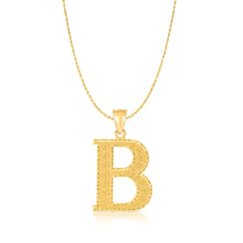 Load image into Gallery viewer, 10k Yellow Gold 1 Inch Extra Large Textured Letter Pendant A-Z Alphabet Pendant with Optional Rope Chain Necklace
