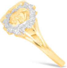 Load image into Gallery viewer, 10k Yellow Gold 10mm Sun and Moon Face Two-Tone Ring, Sizes 4 - 10