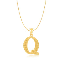 Load image into Gallery viewer, 10k Yellow Gold 1 Inch Extra Large Textured Letter Pendant A-Z Alphabet Pendant with Optional Rope Chain Necklace